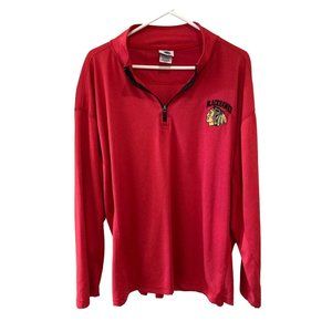 Chicago Blackhawks Men’s XL 1/4 Zip Red Mock Neck Long Sleeve Polyester Top Logo